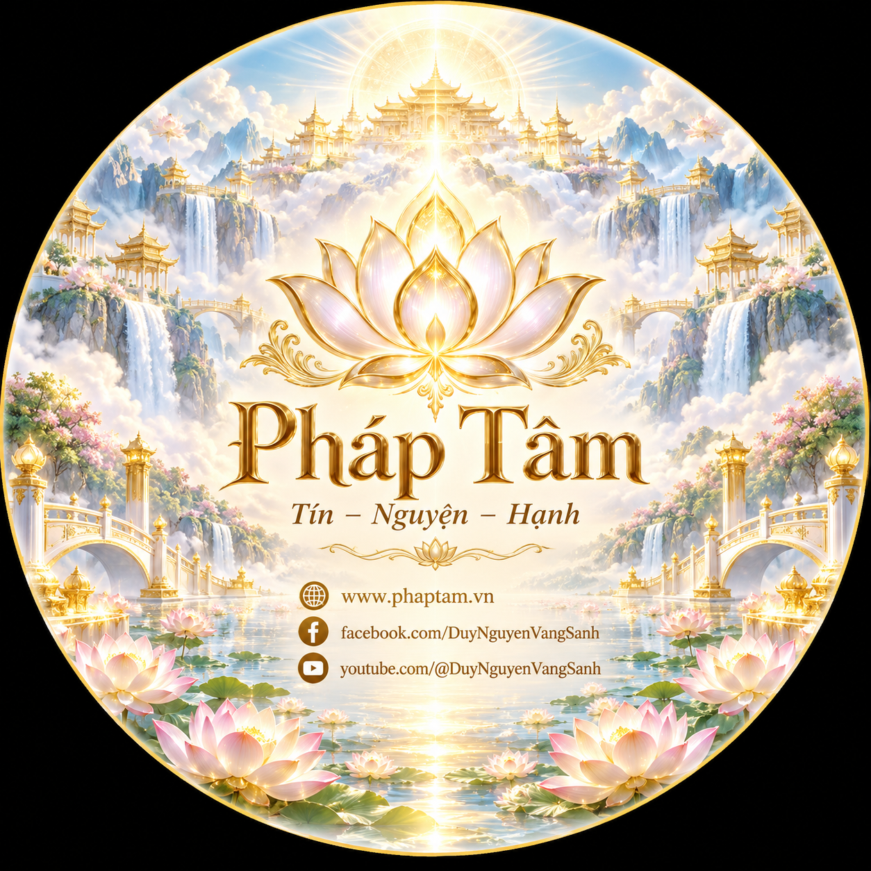 Pháp Tâm: hoa sen trắng hồng tỏa ánh vàng giữa khung cảnh Tây Phương Cực Lạc